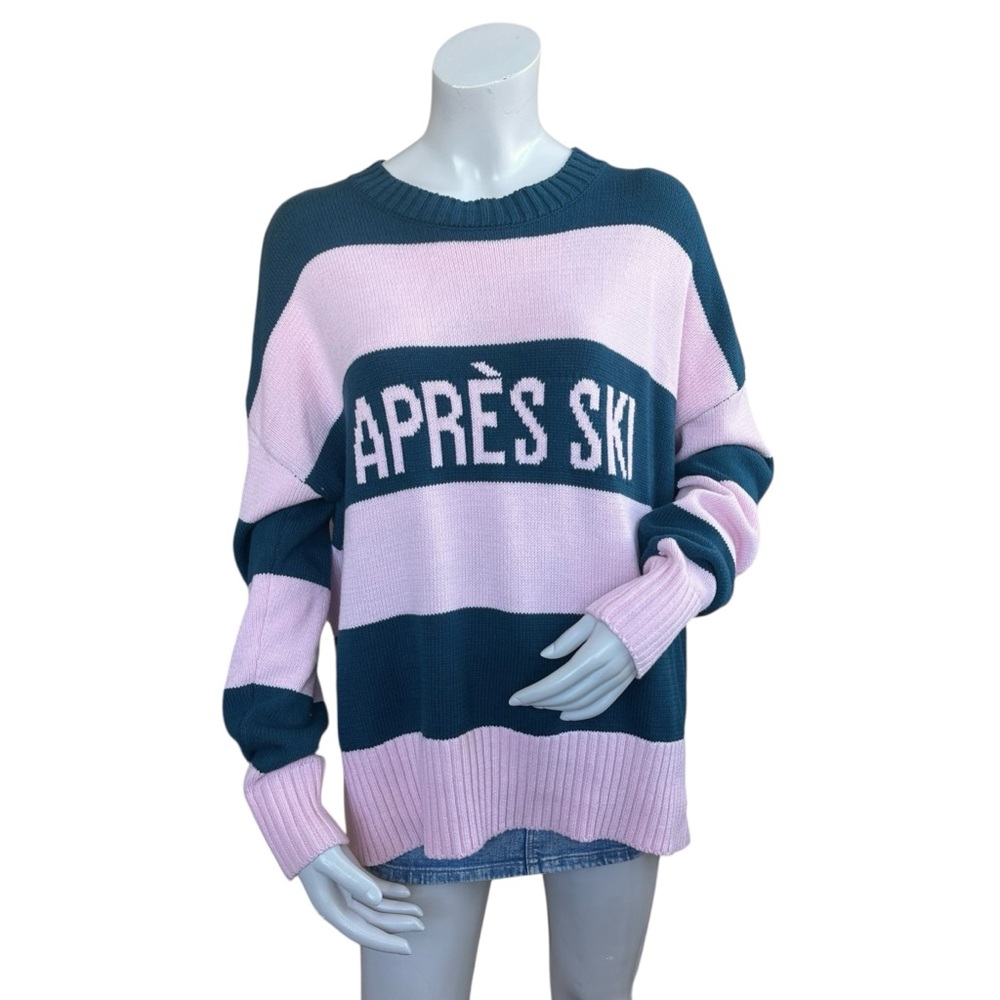 NWT Anthropologie Beach Riot Teal & Baby Pink Apres Ski Callie Sweater Medium